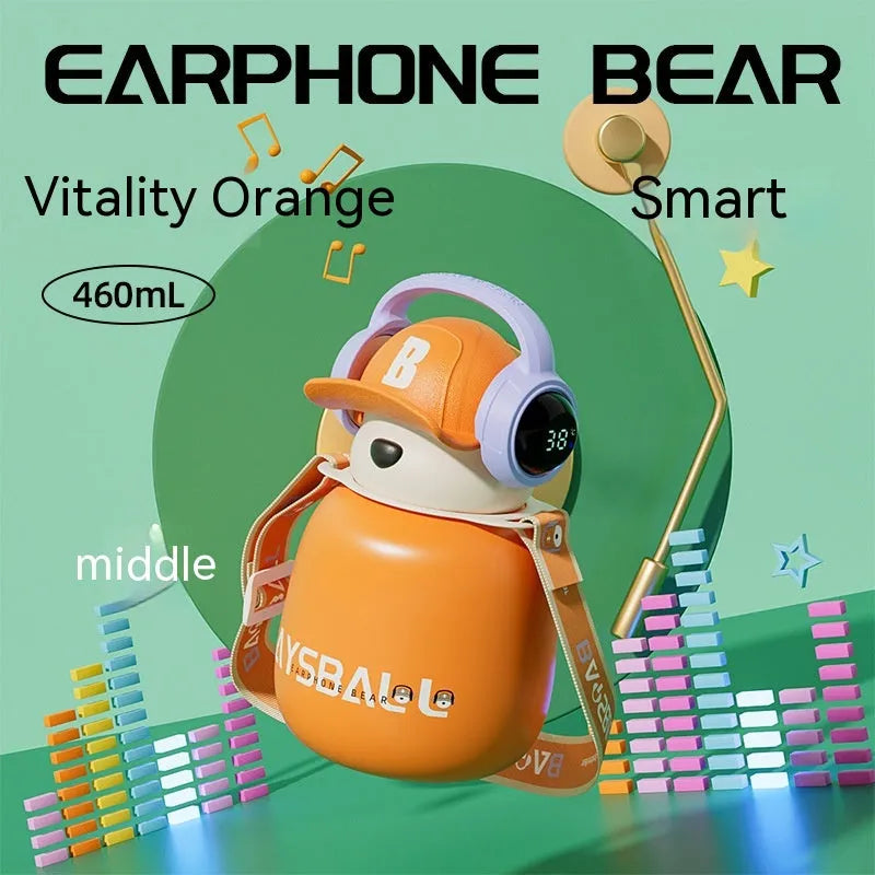 Cute Fashion Stainless Steel Wire Headset Bear Water Cup - Bellarte Enchanté Cute Fashion Stainless Steel Wire Headset Bear Water Cup